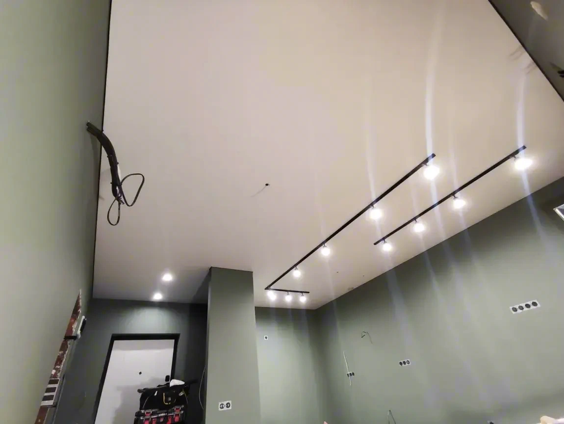 Матовый потолок с точечными светильниками — Иркутск
